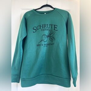 The Office Schrute Farms Bed & Breakfast est 1812 Green Crewneck Sweatshirt S